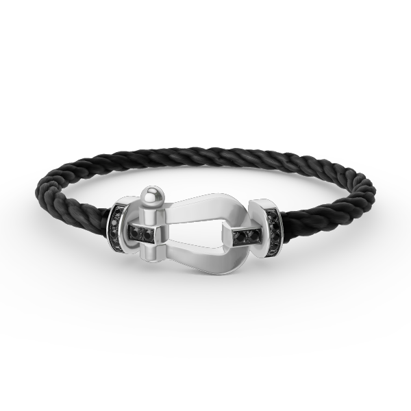 [⭐Spark]FORCE LARGE HORSESHOE BLACK DIAMOND BRACELET SILVER