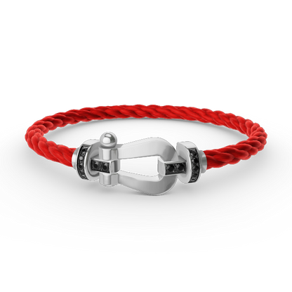 [⭐Spark]FORCE LARGE HORSESHOE BLACK DIAMOND BRACELET SILVER