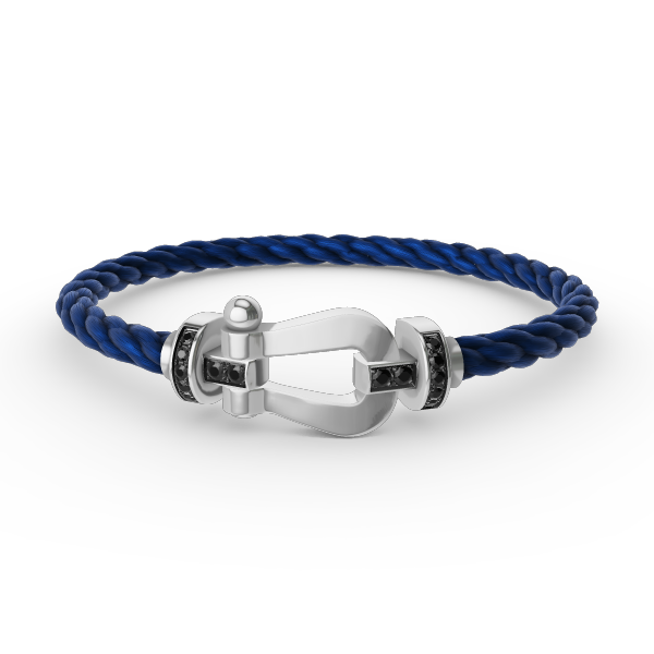 [⭐Spark]FORCE LARGE HORSESHOE BLACK DIAMOND BRACELET SILVER