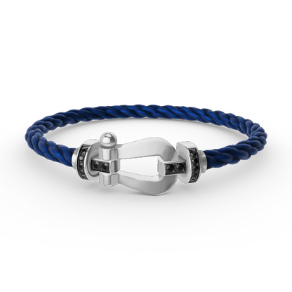 [⭐Spark]FORCE LARGE HORSESHOE BLACK DIAMOND BRACELET SILVER