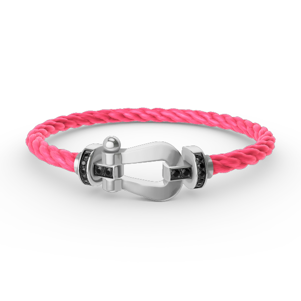 [⭐Spark]FORCE LARGE HORSESHOE BLACK DIAMOND BRACELET SILVER