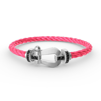 [⭐Spark]FORCE LARGE HORSESHOE BLACK DIAMOND BRACELET SILVER