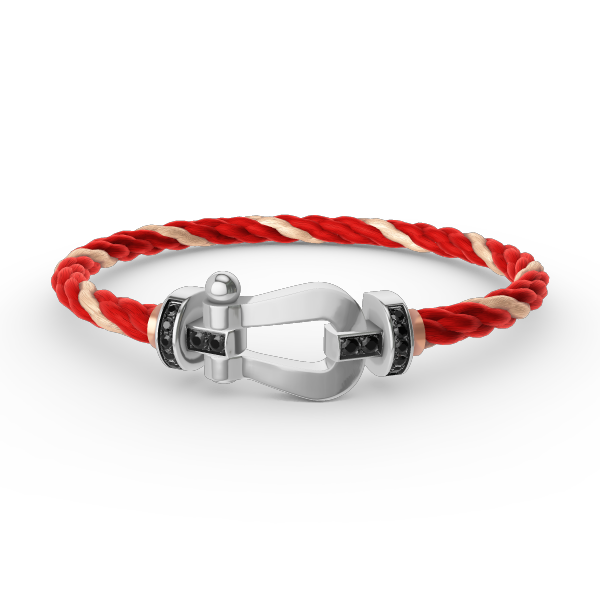 [⭐Spark]FORCE LARGE HORSESHOE BLACK DIAMOND BRACELET SILVER