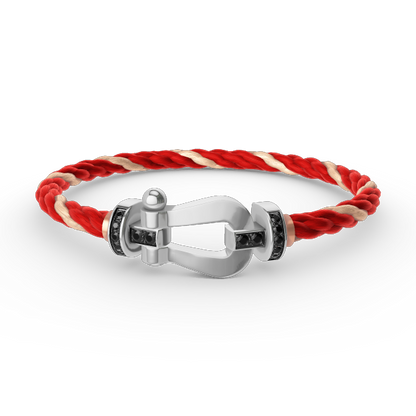 [⭐Spark]FORCE LARGE HORSESHOE BLACK DIAMOND BRACELET SILVER