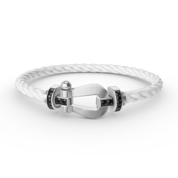 [⭐Spark]FORCE LARGE HORSESHOE BLACK DIAMOND BRACELET SILVER