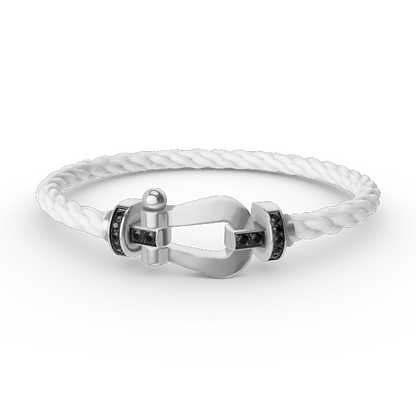 [⭐Spark]FORCE LARGE HORSESHOE BLACK DIAMOND BRACELET SILVER