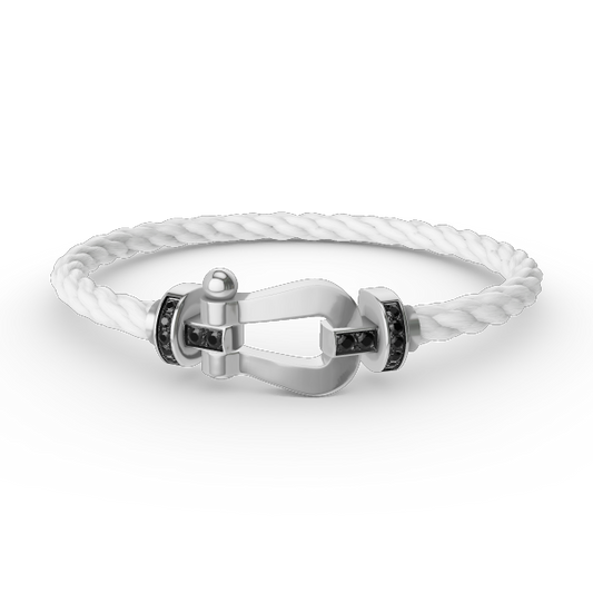 [⭐Spark]FORCE LARGE HORSESHOE BLACK DIAMOND BRACELET SILVER