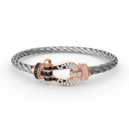 [⭐Spark]FORCE LARGE HORSESHOE BLACK WHITE DIAMOND BRACELET ROSE GOLD