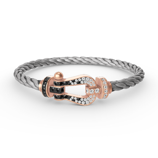 [⭐Spark]FORCE LARGE HORSESHOE BLACK WHITE DIAMOND BRACELET ROSE GOLD