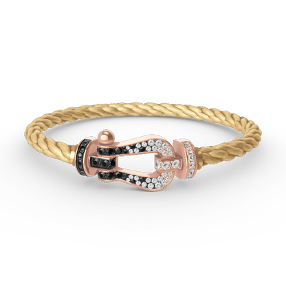 [⭐Spark]FORCE LARGE HORSESHOE BLACK WHITE DIAMOND BRACELET ROSE GOLD
