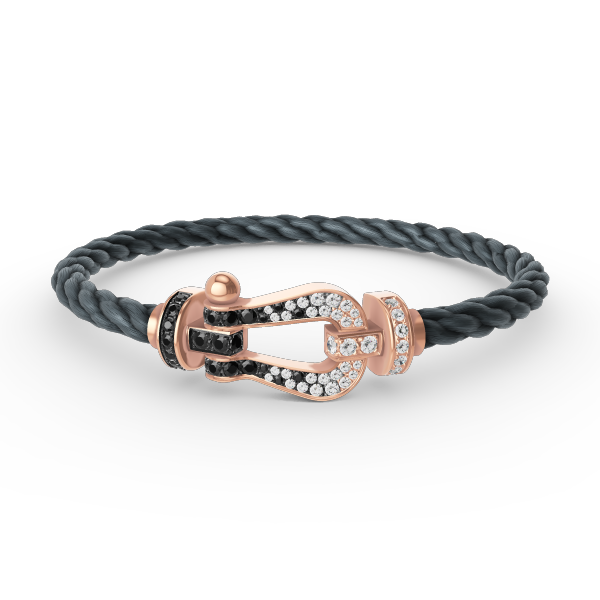 [⭐Spark]FORCE LARGE HORSESHOE BLACK WHITE DIAMOND BRACELET ROSE GOLD
