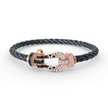 [⭐Spark]FORCE LARGE HORSESHOE BLACK WHITE DIAMOND BRACELET ROSE GOLD