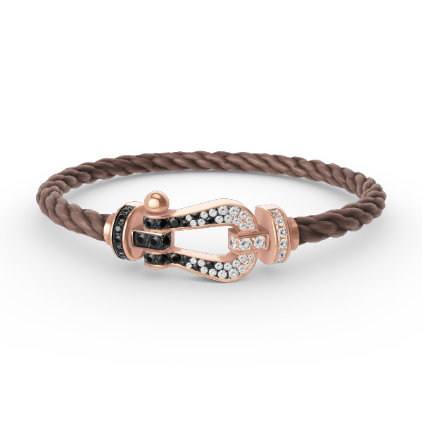 [⭐Spark]FORCE LARGE HORSESHOE BLACK WHITE DIAMOND BRACELET ROSE GOLD