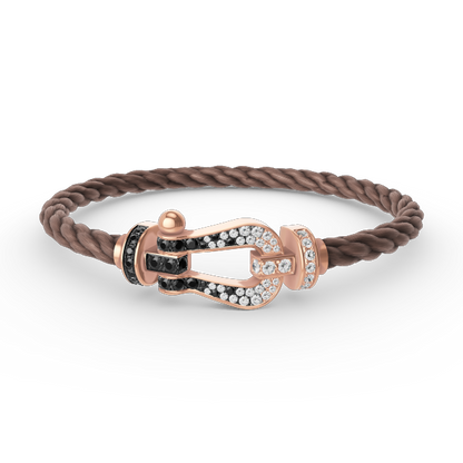[⭐Spark]FORCE LARGE HORSESHOE BLACK WHITE DIAMOND BRACELET ROSE GOLD