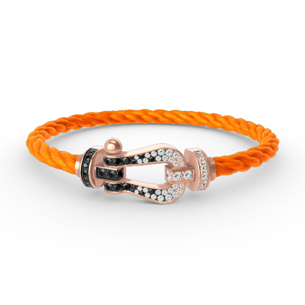 [⭐Spark]FORCE LARGE HORSESHOE BLACK WHITE DIAMOND BRACELET ROSE GOLD