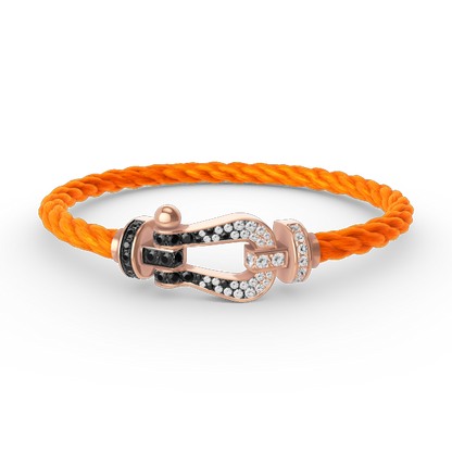 [⭐Spark]FORCE LARGE HORSESHOE BLACK WHITE DIAMOND BRACELET ROSE GOLD