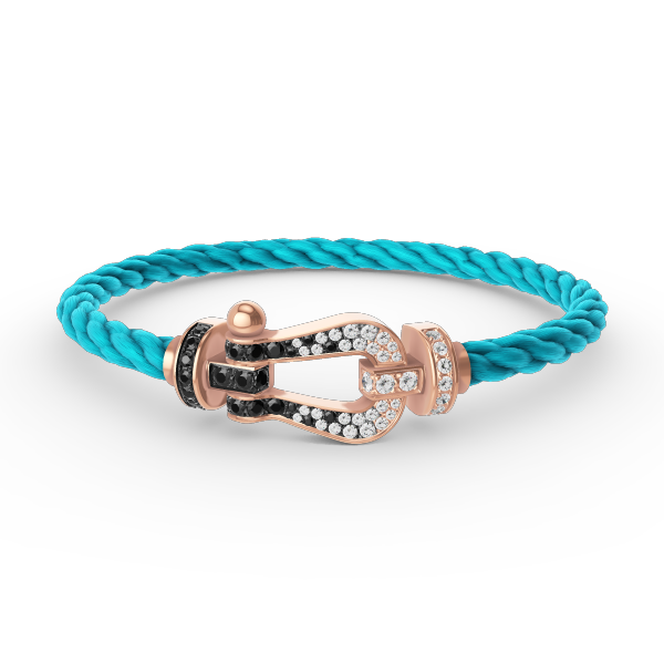 [⭐Spark]FORCE LARGE HORSESHOE BLACK WHITE DIAMOND BRACELET ROSE GOLD