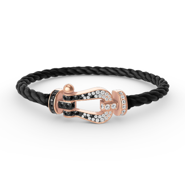 [⭐Spark]FORCE LARGE HORSESHOE BLACK WHITE DIAMOND BRACELET ROSE GOLD