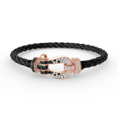 [⭐Spark]FORCE LARGE HORSESHOE BLACK WHITE DIAMOND BRACELET ROSE GOLD