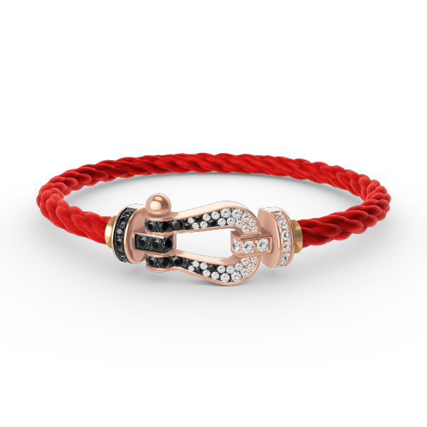 [⭐Spark]FORCE LARGE HORSESHOE BLACK WHITE DIAMOND BRACELET ROSE GOLD