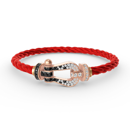 [⭐Spark]FORCE LARGE HORSESHOE BLACK WHITE DIAMOND BRACELET ROSE GOLD