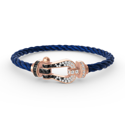 [⭐Spark]FORCE LARGE HORSESHOE BLACK WHITE DIAMOND BRACELET ROSE GOLD