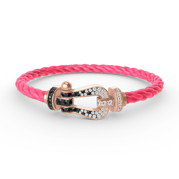 [⭐Spark]FORCE LARGE HORSESHOE BLACK WHITE DIAMOND BRACELET ROSE GOLD