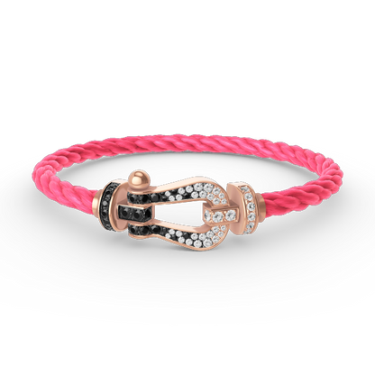 [⭐Spark]FORCE LARGE HORSESHOE BLACK WHITE DIAMOND BRACELET ROSE GOLD