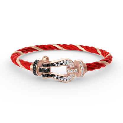 [⭐Spark]FORCE LARGE HORSESHOE BLACK WHITE DIAMOND BRACELET ROSE GOLD