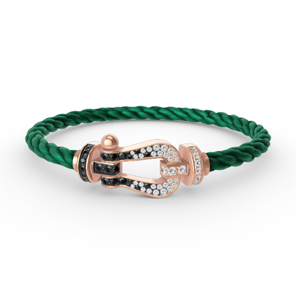 [⭐Spark]FORCE LARGE HORSESHOE BLACK WHITE DIAMOND BRACELET ROSE GOLD