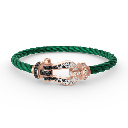 [⭐Spark]FORCE LARGE HORSESHOE BLACK WHITE DIAMOND BRACELET ROSE GOLD