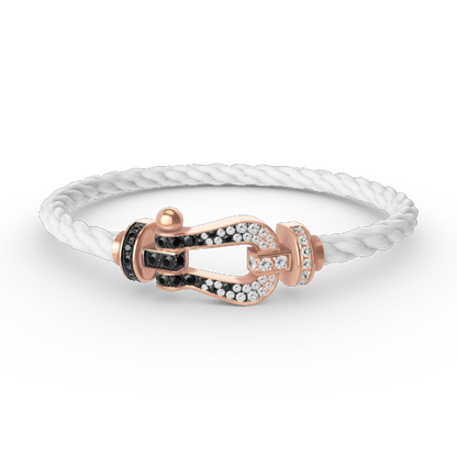 [⭐Spark]FORCE LARGE HORSESHOE BLACK WHITE DIAMOND BRACELET ROSE GOLD