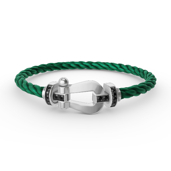 [⭐Spark]FORCE LARGE HORSESHOE BLACK DIAMOND BRACELET SILVER