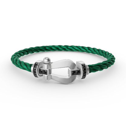 [⭐Spark]FORCE LARGE HORSESHOE BLACK DIAMOND BRACELET SILVER
