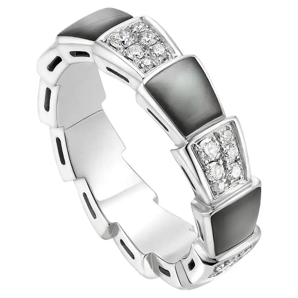 [⭐Spark]SERPENTI RING SILVER DIAMOND BLACK MOP 4MM