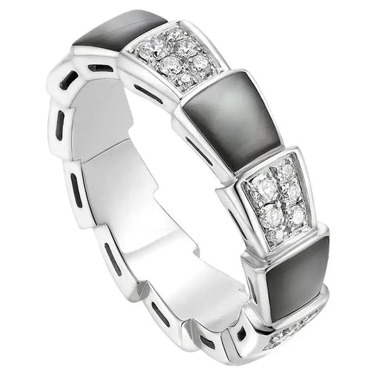 [⭐Spark]SERPENTI RING SILVER DIAMOND BLACK MOP 4MM