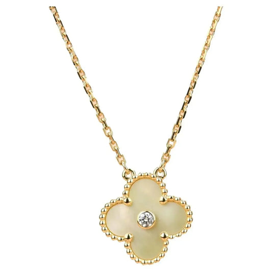 [⭐Spark]CLOVER 15MM DIAMOND GOLD MOTHER OF PEARL NECKLACE
