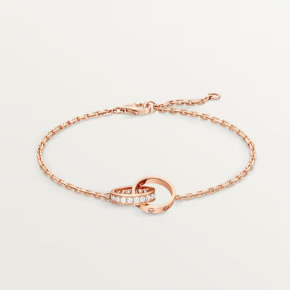 [⭐Spark]LOVE DOUBLE RING HALF DIAMOND BRACELET