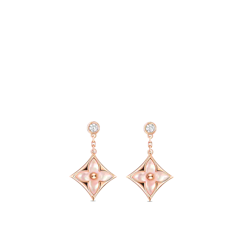 [⭐Spark]DOUBLE STAR PINK GOLD MOP DROP EARRINGS