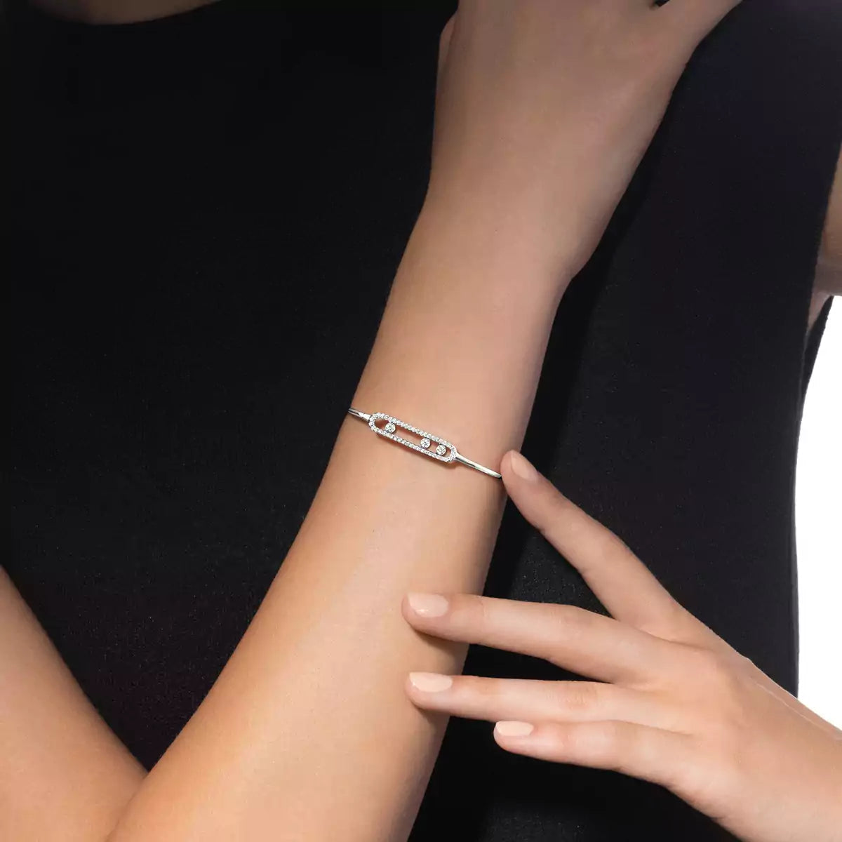 [⭐Spark]Move Pavé Diamond Bangle Bracelet M