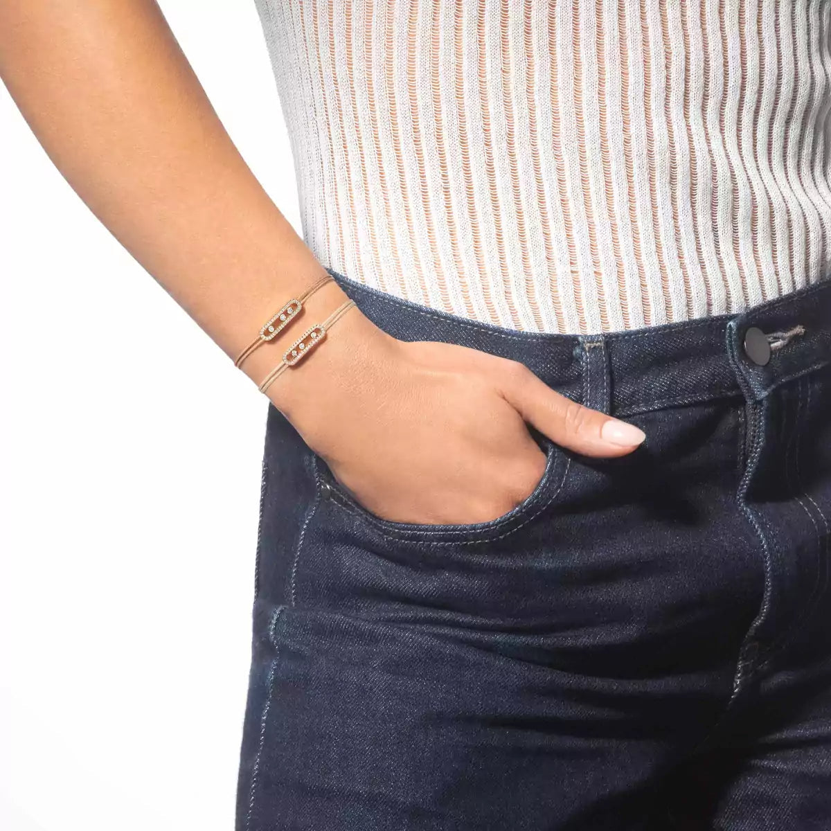 [⭐Spark]Messika Care(s) pink cord pavé bracelet