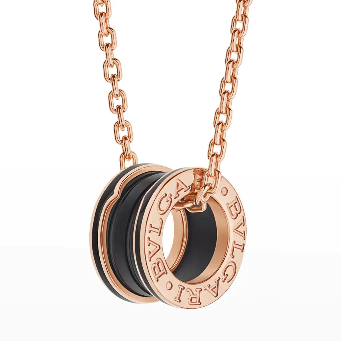 [⭐Spark]ZERO 1 BLACK CERAMIC PINK GOLD NECKLACE
