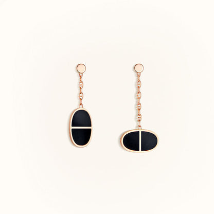 [⭐Spark]CHAINE VERSO BLACK CERAMIC EARRINGS
