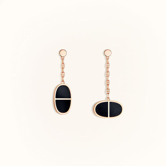 [⭐Spark]CHAINE VERSO BLACK CERAMIC EARRINGS