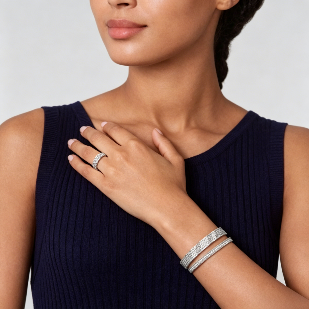 [⭐Spark] THREE-ROW DIAMOND RING