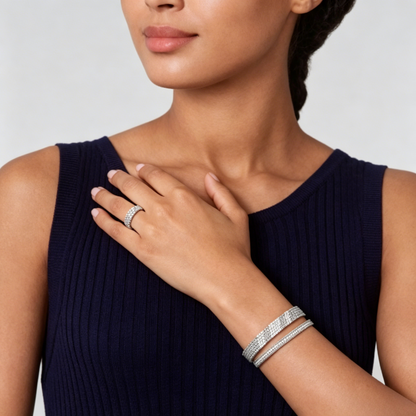 [⭐Spark] THREE-ROW DIAMOND RING