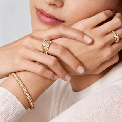 [⭐Spark] THREE-ROW DIAMOND RING