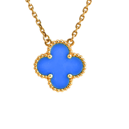 [⭐Spark]CLOVER 15MM BLUE AGATE NECKLACE