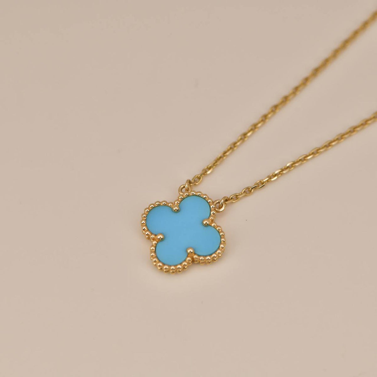 [⭐Spark]CLOVER 15MM VINTAGE TURQUOISE NECKLACE
