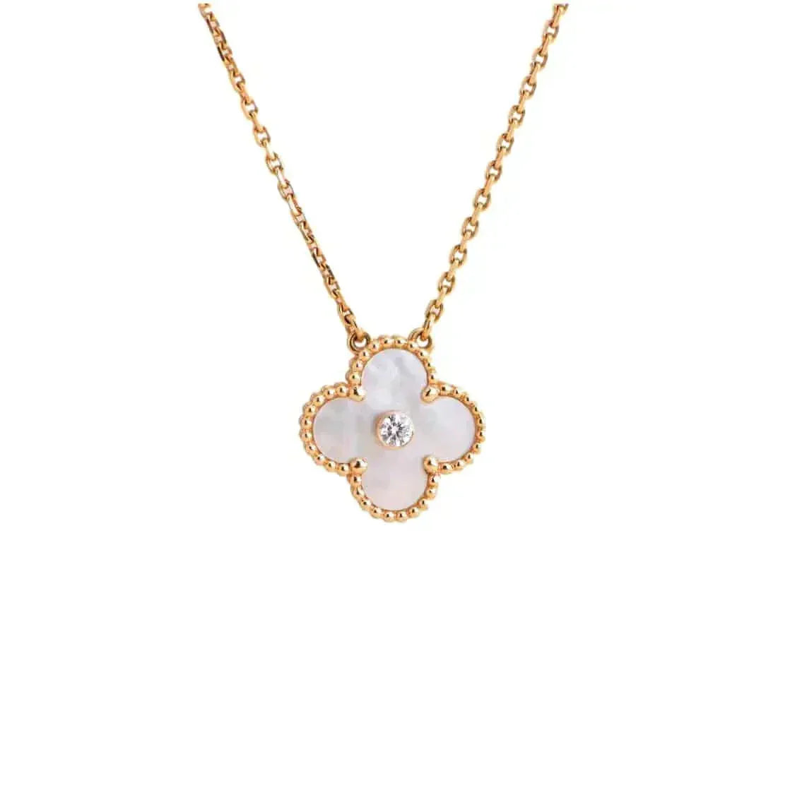 [⭐Spark]CLOVER 15MM DIAMOND WHITE FRITILLARIA NECKLACE